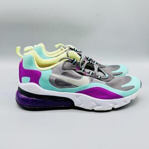 Nike Shoes Boys 7 Womens 8.5 Gray Purple Air Max 270 React Sneakers Trainers